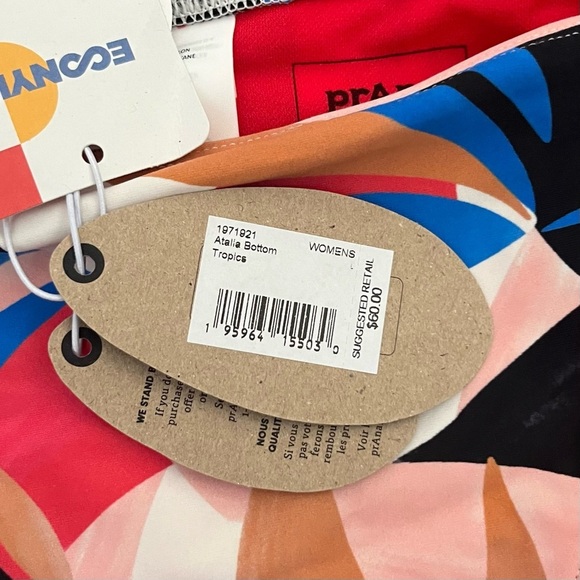 prAna Women's Large Atalia Adjustable Side Tie Mid Rise Swimwear Bottom Tropics - Picture 6 of 10